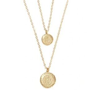 Amber Sceats Double Coin Gold Necklace NWT